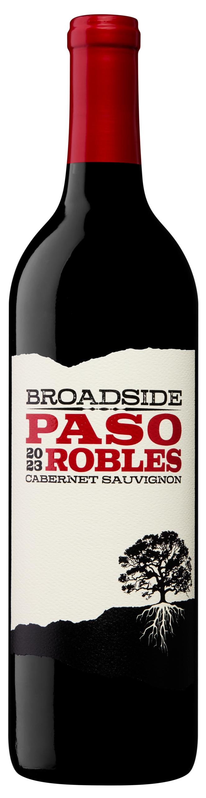 The front of a bottle of Broadside 2023 Paso Robles Cabernet Sauvignon